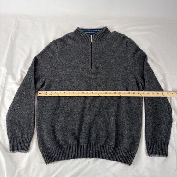 Merinomink NZ 3/4 Zip Neck Wool Sweater in Charcoal Gray Size: XL - Picture 5 of 7